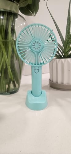 Ventilador de Mano con Agua, 3 Velocidades, Portátil Recargable USB con Soporte para Viajes/Oficina/Exterior (Azul)