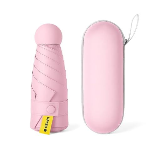 Paraguas Plegable Compacto, UPF50+, Doble Uso Sol y Lluvia, 95 cm Diámetro, Resistente al Viento, con Estuche en Forma de Cápsula, Varios Colores.