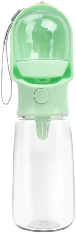 VONCZA Botella de Agua y Croquetas para Mascotas, 320 ml o 500 ml para Agua y 180 ml para Alimento, 3 Colores, con Dispensador, Filtro y Correa. Gratis 2 bolsitas para desechos. (Rosa, 320 ml)