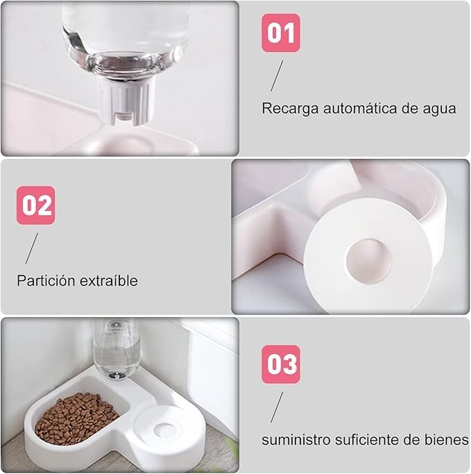 Genérico Comedero y Bebedero Automático 2 en 1 para Mascotas, Dispensador de Agua y Alimentos, Cuenco Doble para Perros y Gatos.