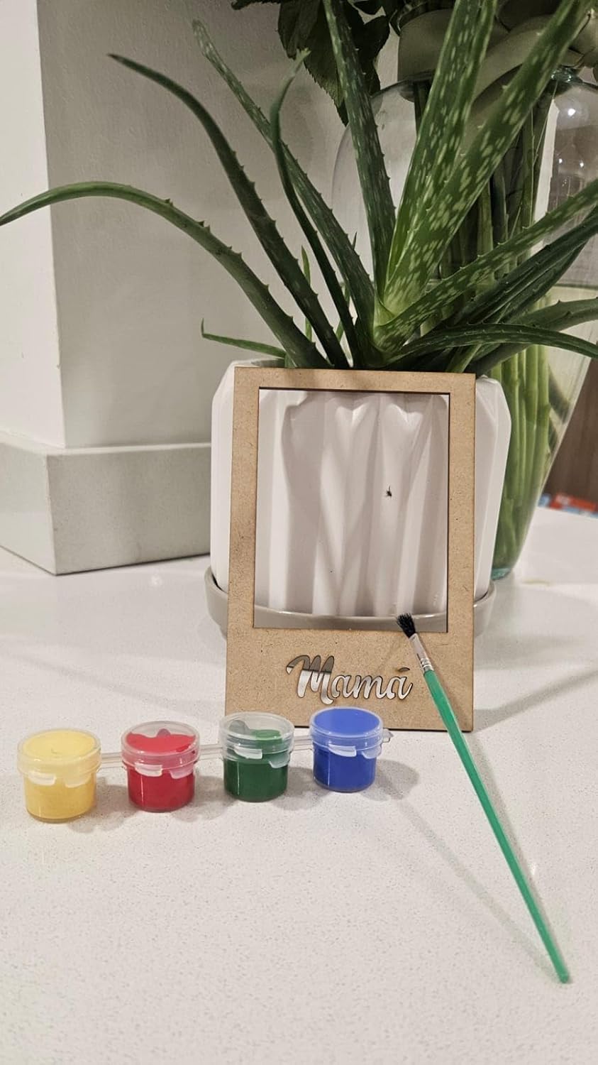 Kit de Pintura para Regalo del Día de las Madres – Portarretrato de Madera MDF para Decorar con Pinturas y Pincel Incluidos.