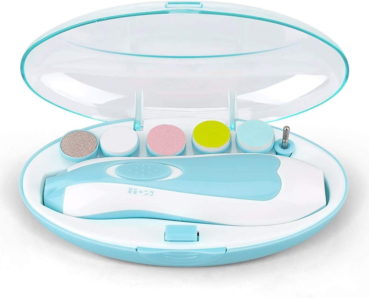 Lima de uñas bebe, Cuidado de uñas para bebés eléctrico con Luz LED, Pulidor de uñas para bebés Cortaúñas para el cuidado del bebé (Azul)