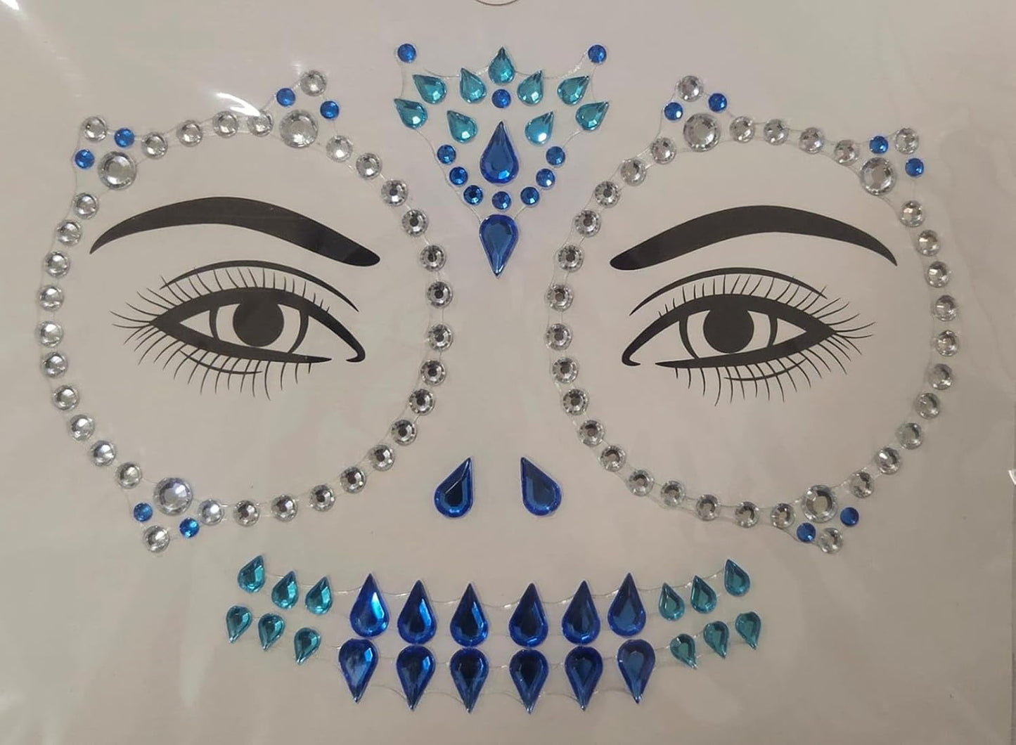 Kit de Piedras Acrílicas para Maquillaje – 4 Diseños Adhesivos para Rostro – Brillantes Decorativos para Cara, Festival, Fiesta, Halloween y Carnaval