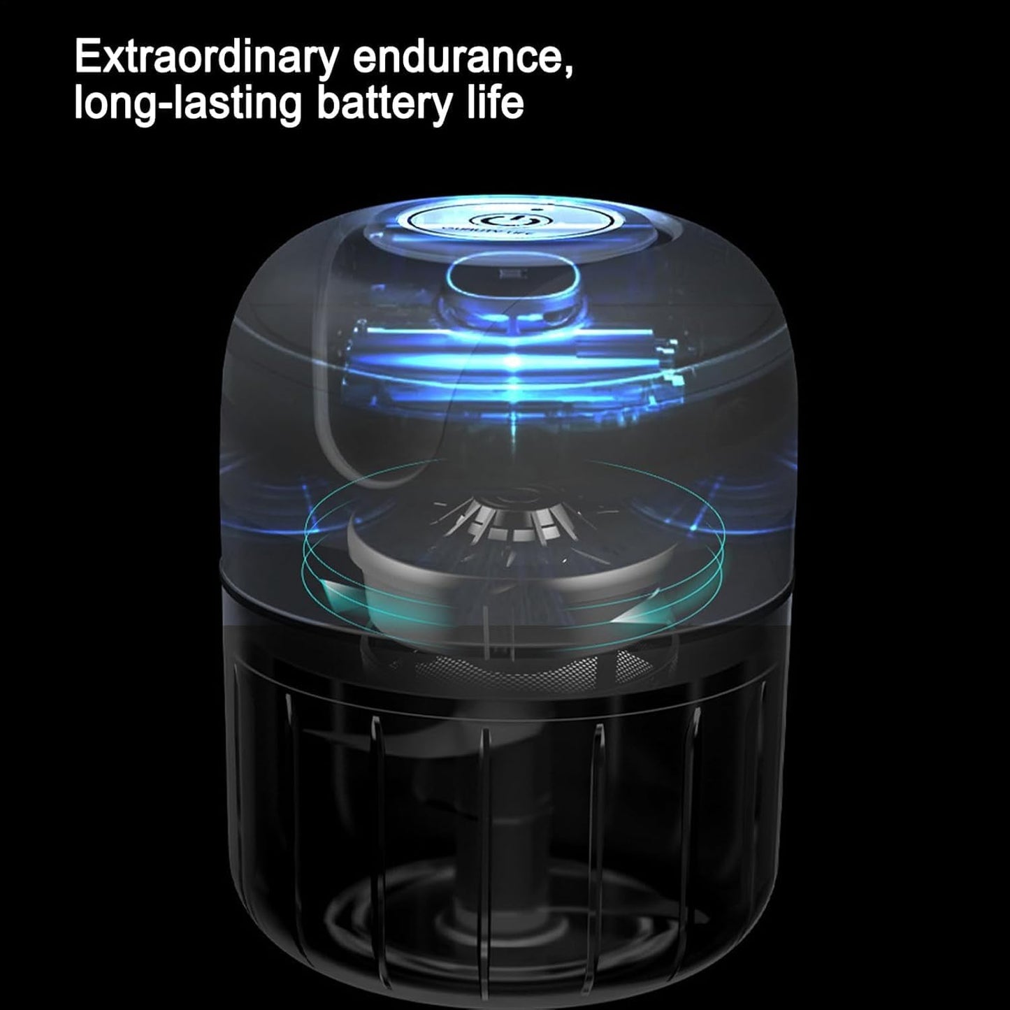 Procesador de Alimentos Portátil, Recargable USB, 3 Cuchillas de Acero Inoxidable, Motor 30W, Picador Eléctrico para Ajo, Cebolla, Verduras