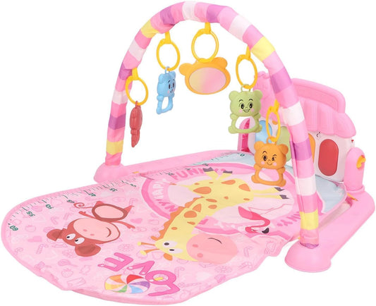 Gimnasio De Juegos Para Bebe, Alfombra Para Niños, Tapete De Juegos Para Bebé 3-12 Meses, Manta Actividades Bebe Con Piano, Manta De Juego Para Bebé Con Luz, Música Y Juguetes Sensoriales Colgantes (Rosa)