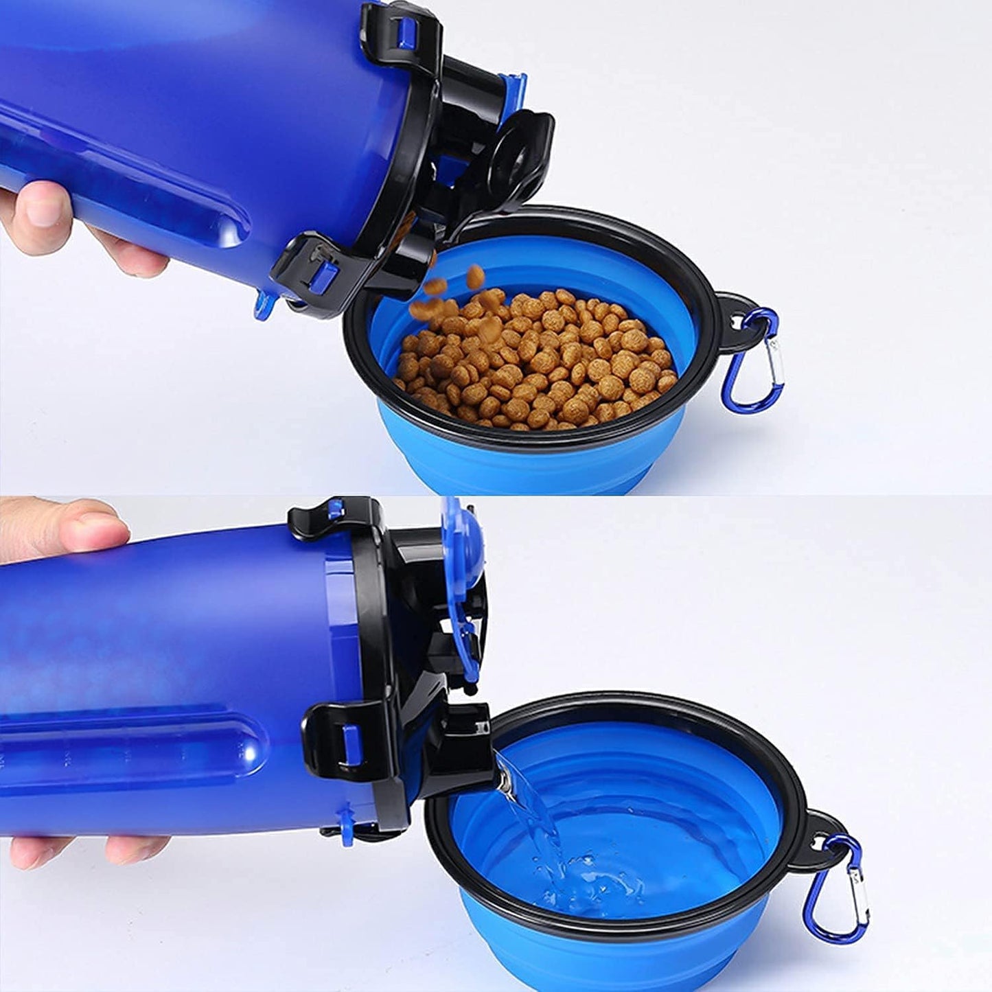 Botella de Agua portátil para Perros con Cuencos Plegables – Botella de Agua Plegable 2 en 1 para Mascotas, Botella de Agua a Prueba de Fugas. (Blanco, Grande)