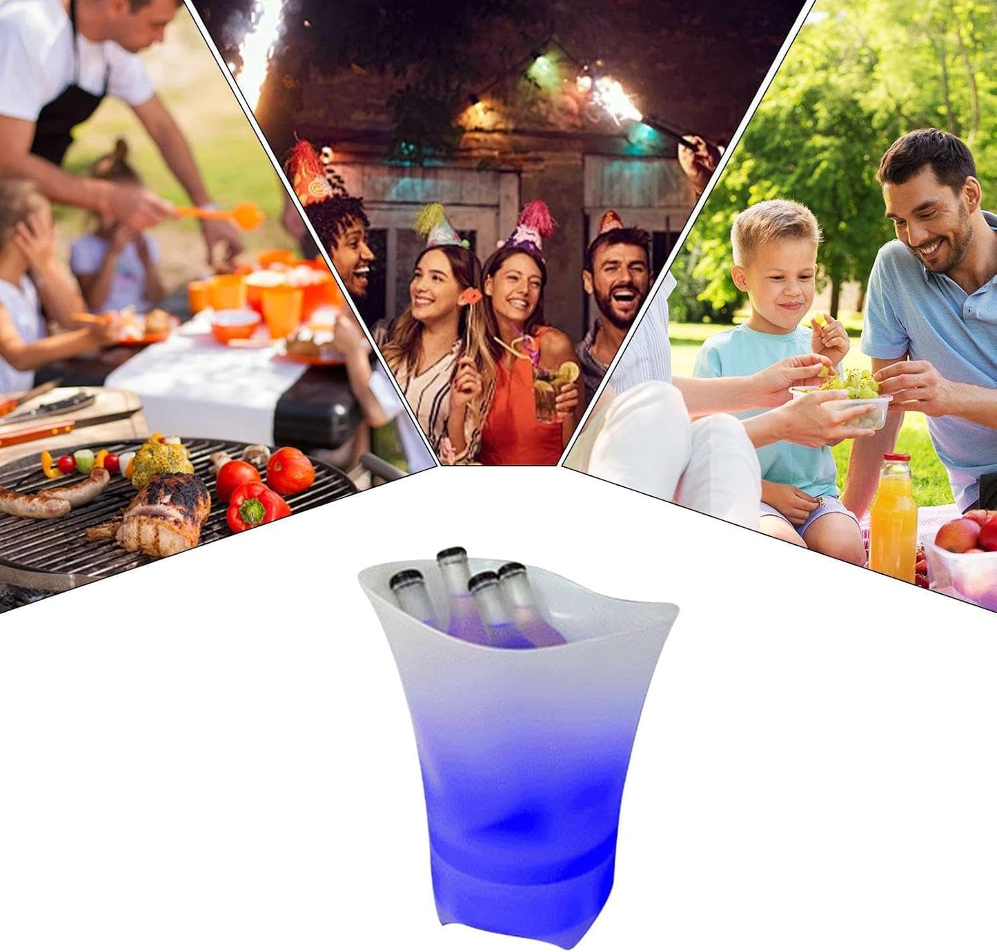 Genérico Cubo de Hielo LED con Altavoz Bluetooth, Cambio de Color Múltiple, 4 Horas de Batería, Ideal para Fiestas y Eventos