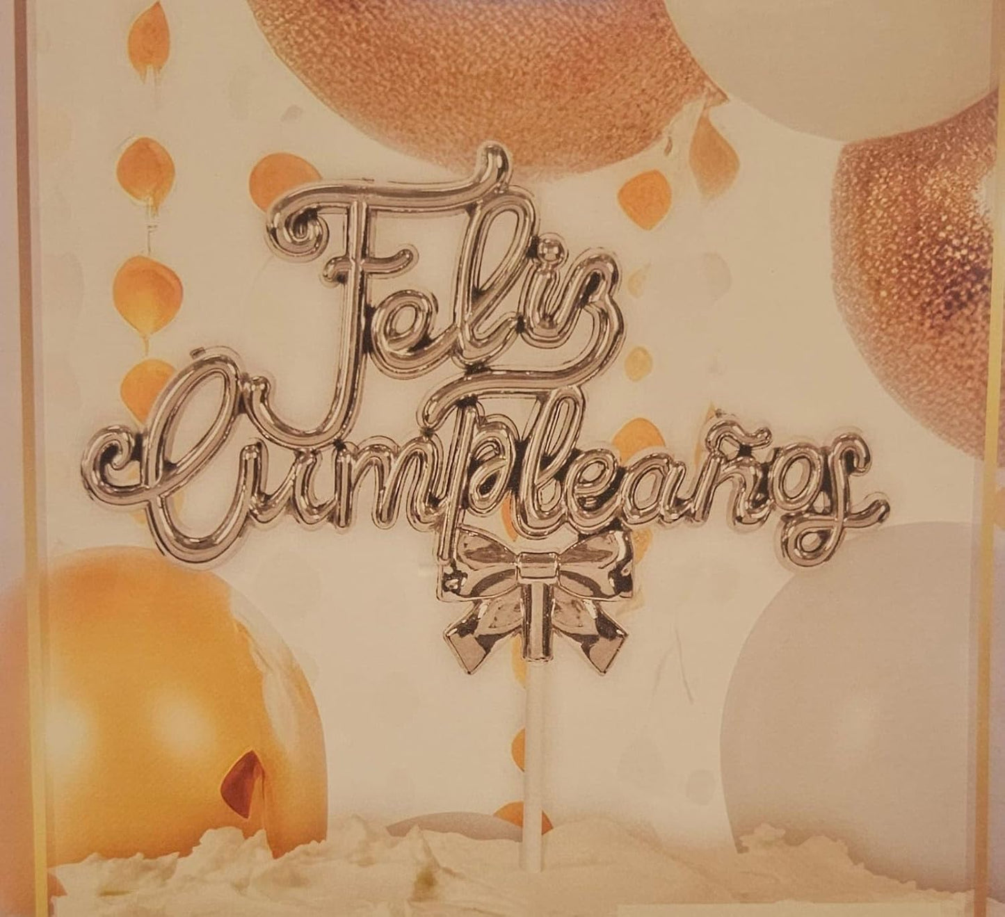 Letrero Pastel Faliz cumpleasños dorado y plateado | Cake Topper Happy Birthday Gold & Silver (Dorado)