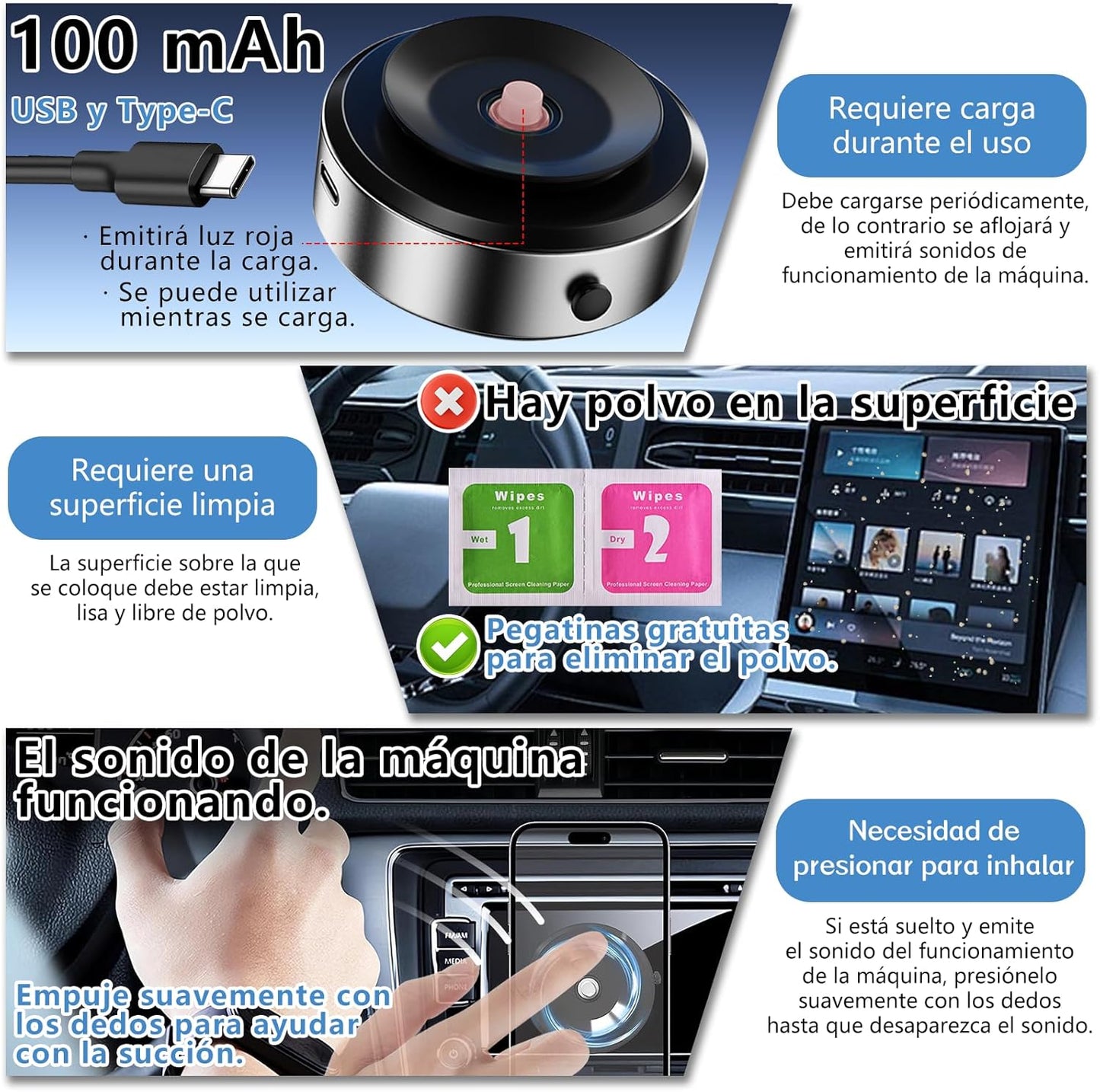 Soporte Magnético para Celular con Ventosa, Portacelular para Auto Magsafe con Anillo Magnético,Base para Celular Automovil Iman Compatible con iPhone 16/15/14/13/12, Galaxy, Xiaomi, Huawei, etc