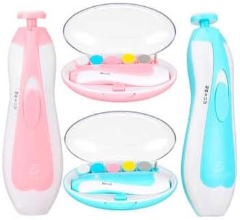 Lima de uñas bebe, Cortaúñas para bebe eléctrico, Pulidor de uñas para bebés, Luz LED, Cortaúñas Versátiles，Lima de uñas para el cuidado del bebé (Rosa)