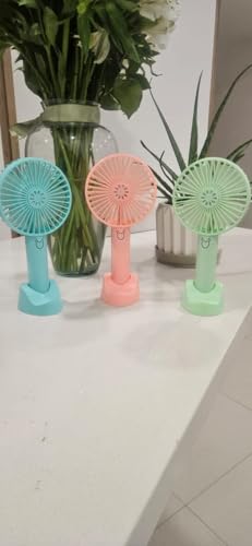 Ventilador de Mano con Agua, 3 Velocidades, Portátil Recargable USB con Soporte para Viajes/Oficina/Exterior (Azul)