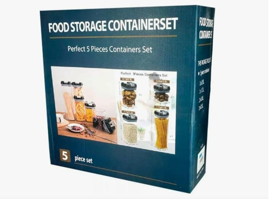 Juego de 5 Contenedores Herméticos para Alimentos, Organizadores de Cocina, 0.5L a 1.9L, Aptos para Lavavajillas