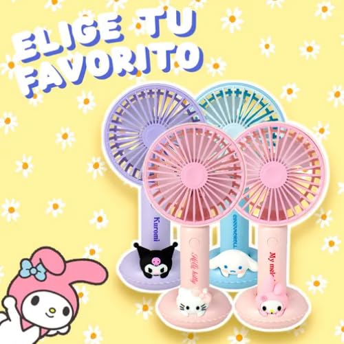 Ventilador Portátil USB Kawaii, 3 Velocidades, Recargable, con Base Desmontable y Soporte para Teléfono, Rosa y Azul (Morado)