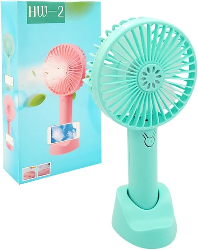 Ventilador de Mano con Agua, 3 Velocidades, Portátil Recargable USB con Soporte para Viajes/Oficina/Exterior (Azul)