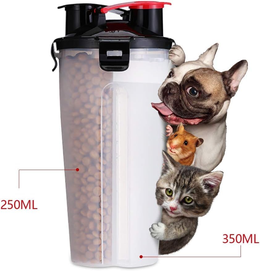 Botella de Agua portátil para Perros con Cuencos Plegables – Botella de Agua Plegable 2 en 1 para Mascotas, Botella de Agua a Prueba de Fugas. (Blanco, Grande)