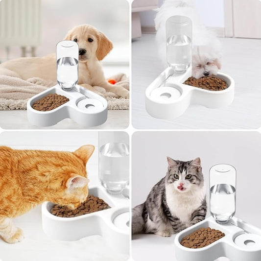 Genérico Comedero y Bebedero Automático 2 en 1 para Mascotas, Dispensador de Agua y Alimentos, Cuenco Doble para Perros y Gatos.