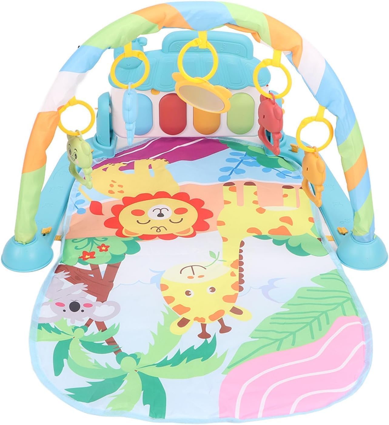 Gimnasio De Juegos Para Bebe, Alfombra Para Niños, Tapete De Juegos Para Bebé 3-12 Meses, Manta Actividades Bebe Con Piano, Manta De Juego Para Bebé Con Luz, Música Y Juguetes Sensoriales Colgantes (Rosa)