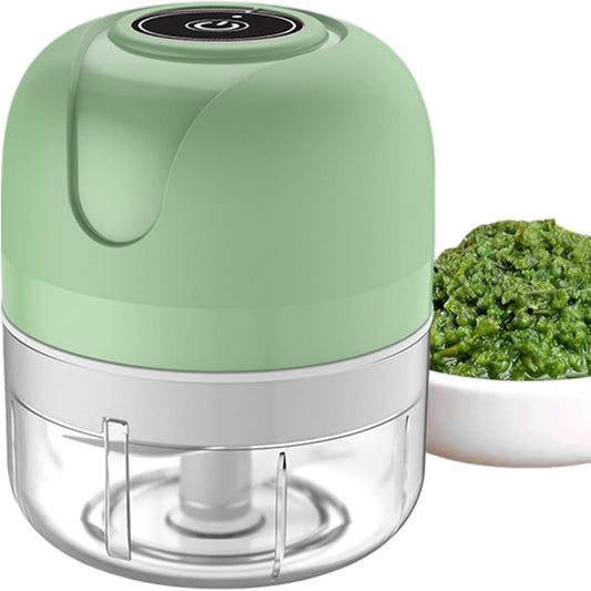 Procesador de Alimentos Portátil, Recargable USB, 3 Cuchillas de Acero Inoxidable, Motor 30W, Picador Eléctrico para Ajo, Cebolla, Verduras