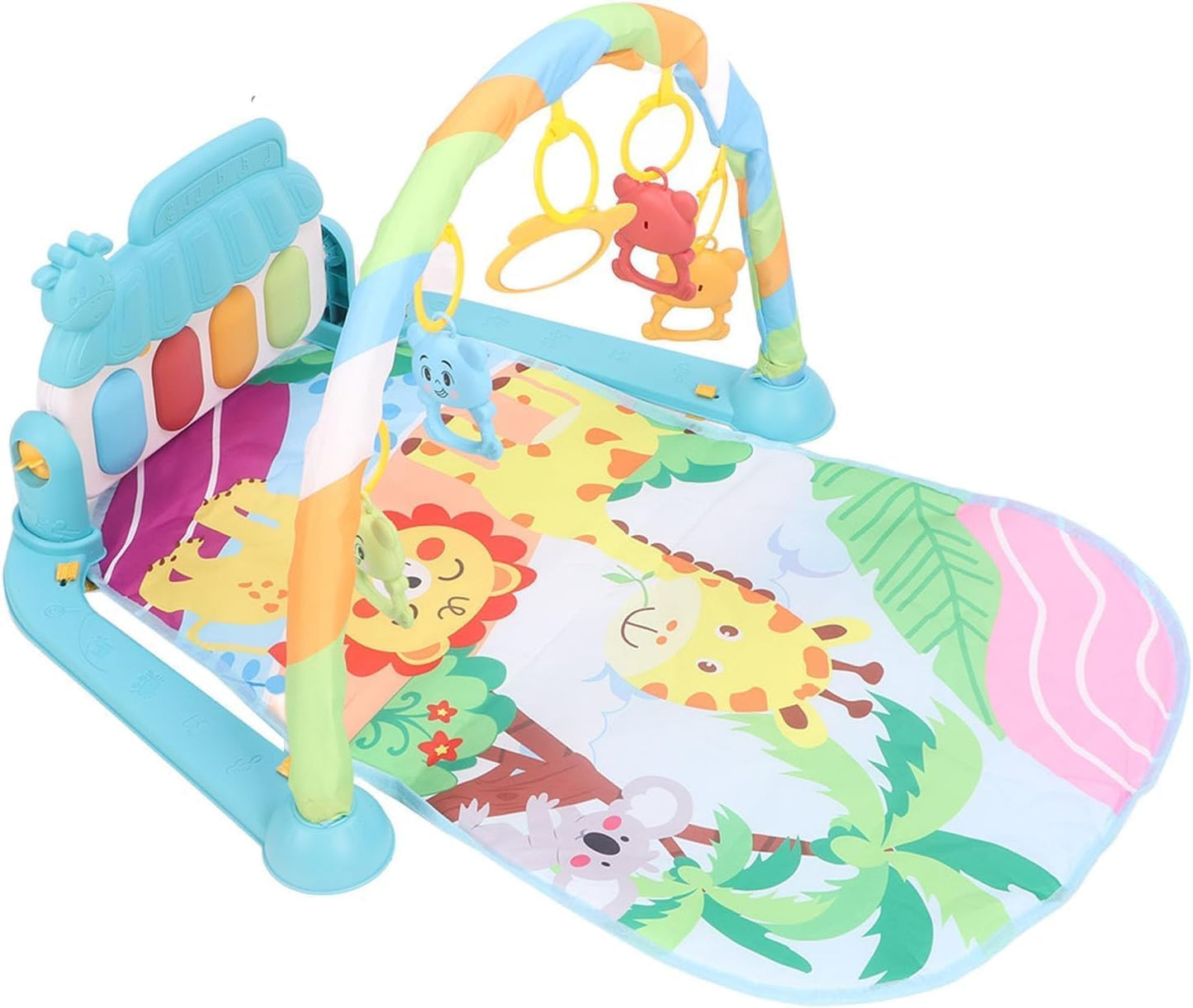 Gimnasio De Juegos Para Bebe, Alfombra Para Niños, Tapete De Juegos Para Bebé 3-12 Meses, Manta Actividades Bebe Con Piano, Manta De Juego Para Bebé Con Luz, Música Y Juguetes Sensoriales Colgantes (Rosa)