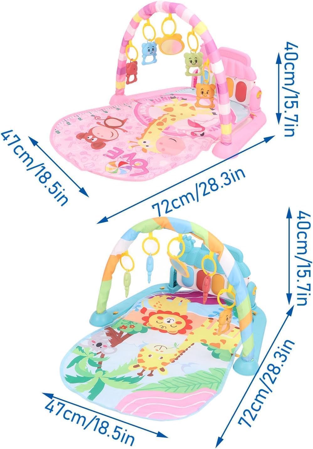 Gimnasio De Juegos Para Bebe, Alfombra Para Niños, Tapete De Juegos Para Bebé 3-12 Meses, Manta Actividades Bebe Con Piano, Manta De Juego Para Bebé Con Luz, Música Y Juguetes Sensoriales Colgantes (Rosa)