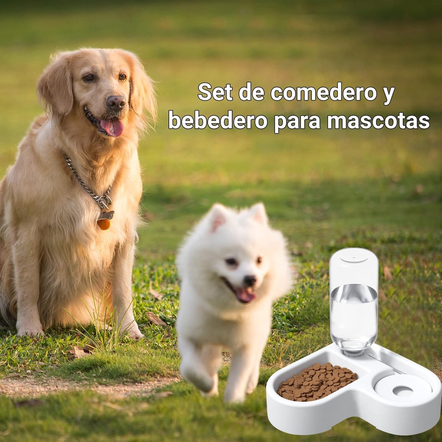 Genérico Comedero y Bebedero Automático 2 en 1 para Mascotas, Dispensador de Agua y Alimentos, Cuenco Doble para Perros y Gatos.