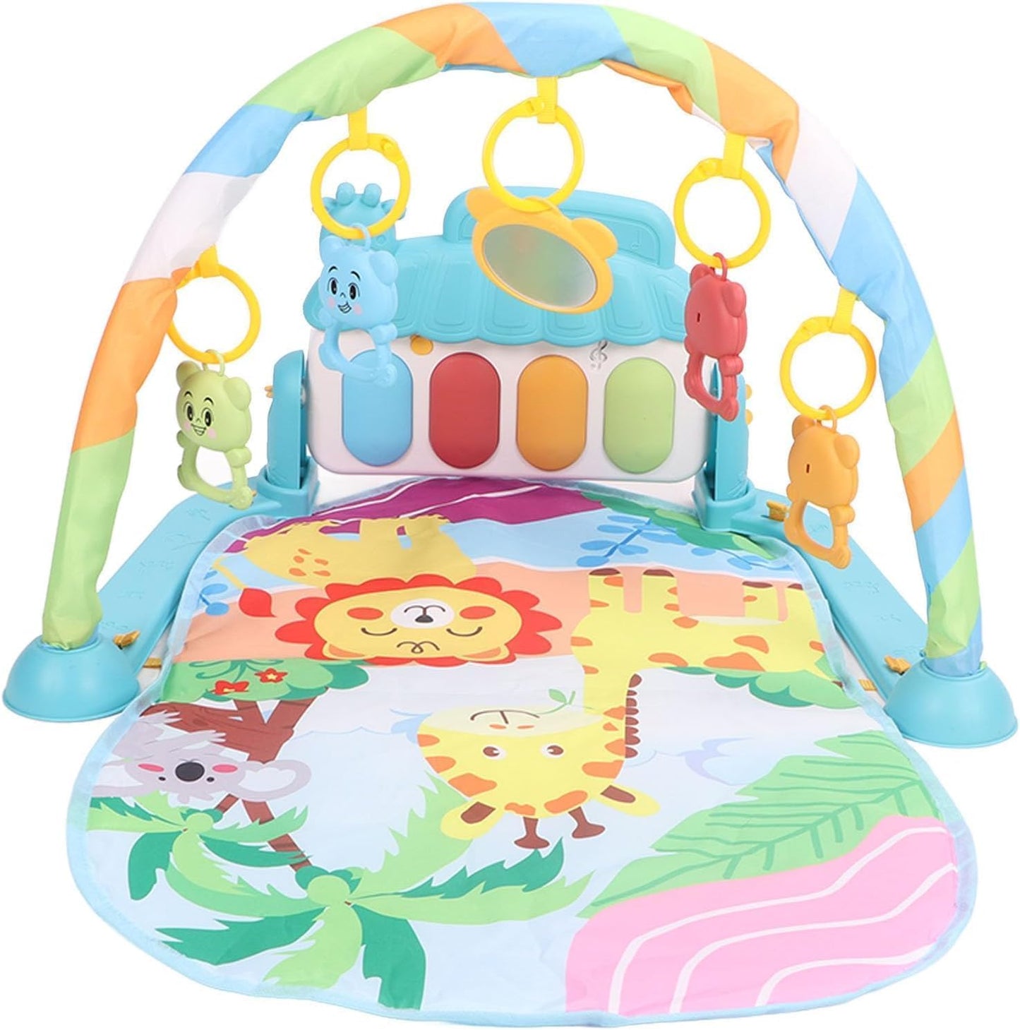 Gimnasio De Juegos Para Bebe, Alfombra Para Niños, Tapete De Juegos Para Bebé 3-12 Meses, Manta Actividades Bebe Con Piano, Manta De Juego Para Bebé Con Luz, Música Y Juguetes Sensoriales Colgantes (Rosa)