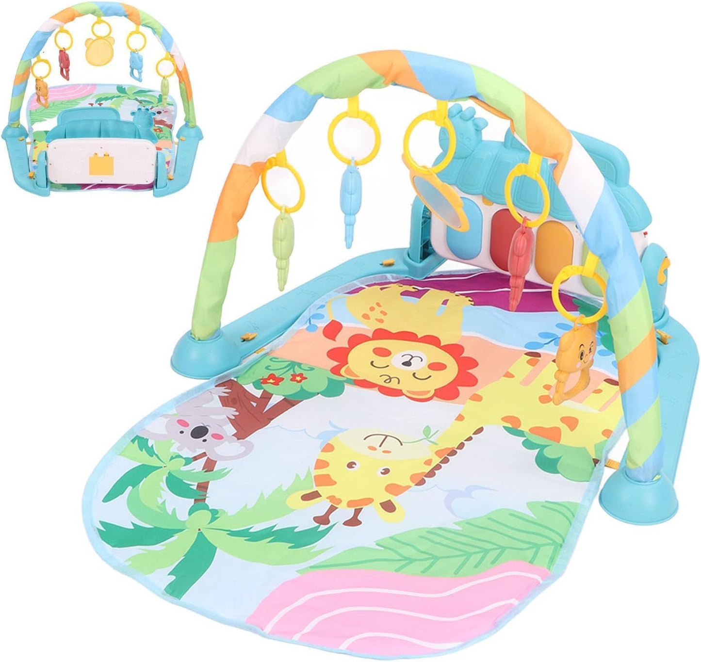 Gimnasio De Juegos Para Bebe, Alfombra Para Niños, Tapete De Juegos Para Bebé 3-12 Meses, Manta Actividades Bebe Con Piano, Manta De Juego Para Bebé Con Luz, Música Y Juguetes Sensoriales Colgantes (Rosa)