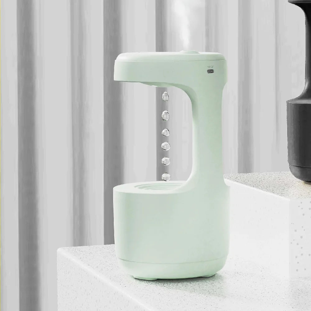 Anti-Gravity Water Droplet Humidifier with LED Clock Display, Creative