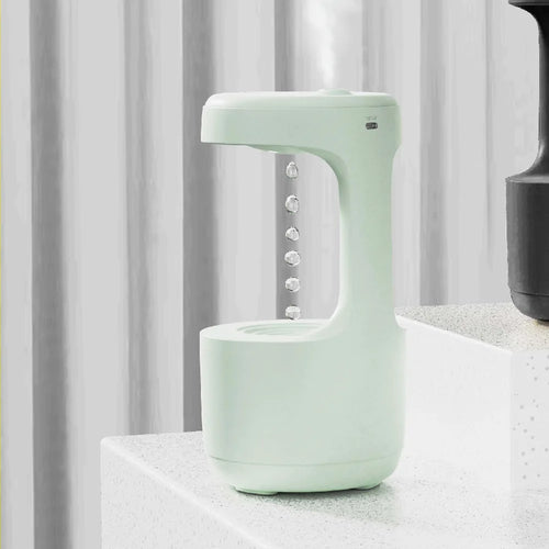 Anti-Gravity Water Droplet Humidifier with LED Clock Display, Creative